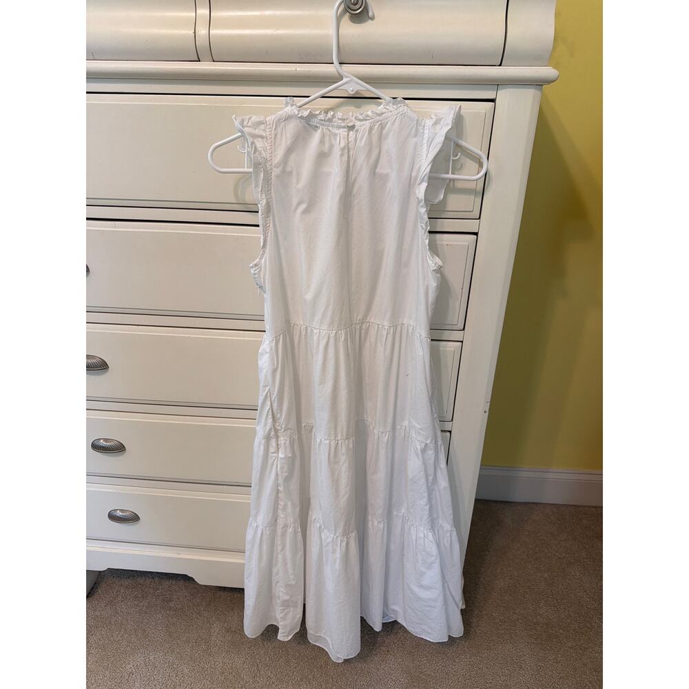J. Crew White Sundress Women's Size Small Tiered Flowy Ruffles Coastal Summer - Picture 4 of 8